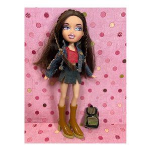 Vintage 2001 Bratz Dana Doll Dark Brown Long Hair Purple Eyes Glittery L…